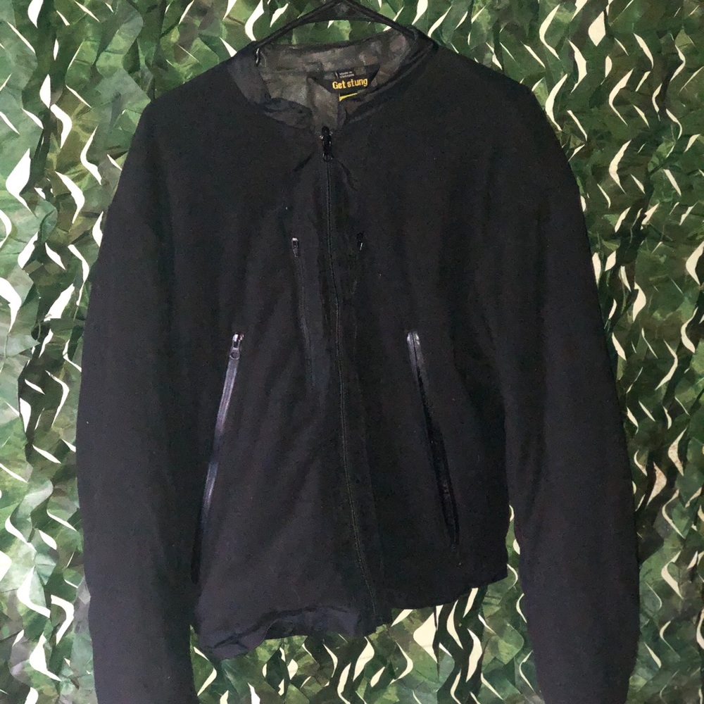 Black Zip-Up Jacket with Front Pockets
